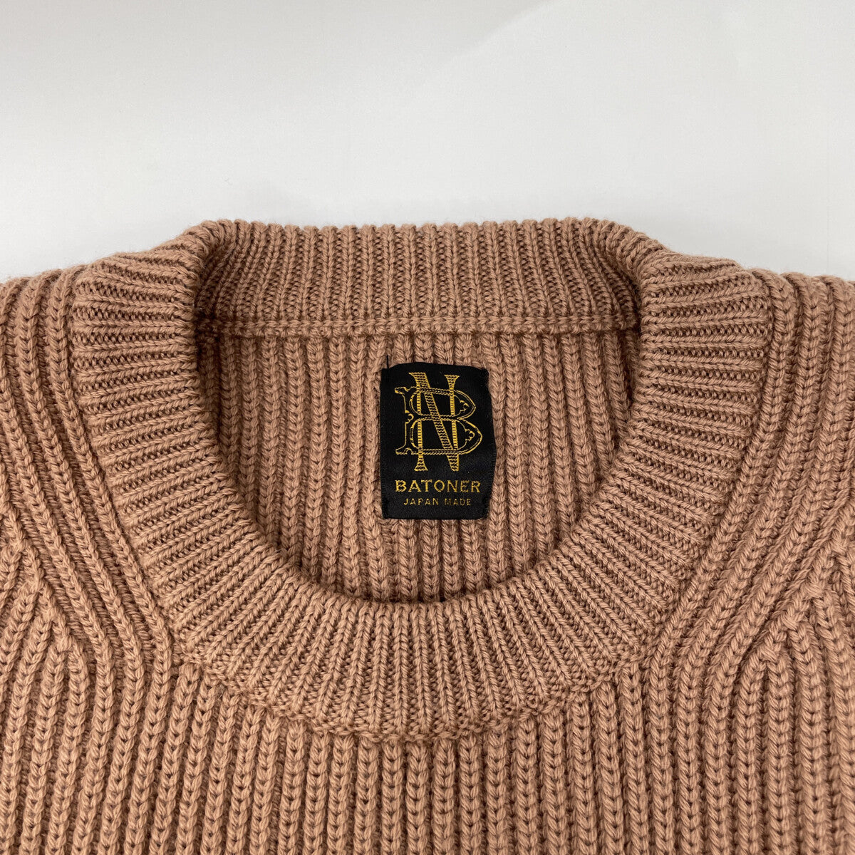 BATONER バトナー BN-21FW-028 ﾌﾞﾗｳﾝ ｳｰﾙ5ｹﾞｰｼﾞｼｸﾞﾆﾁｬｰ畦編み ﾓｯｸﾈｯｸ ﾆｯﾄ トップス 2