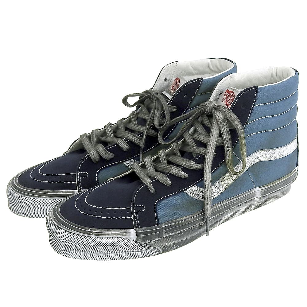 VANS バンズ 新品同様 Stressed Sk-8-Hi ハイカット スニーカー シューズ メンズ ブルー×ネイビー 28.5cm 507452 シューズ 10.5(US)