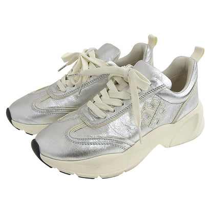 Tory Burch トリーバーチ 美品 グッドラックトレーナー スニーカー シューズ レディース シルバーメタリック 6M シューズ 6 M