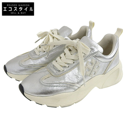 Tory Burch トリーバーチ 美品 グッドラックトレーナー スニーカー シューズ レディース シルバーメタリック 6M シューズ 6 M