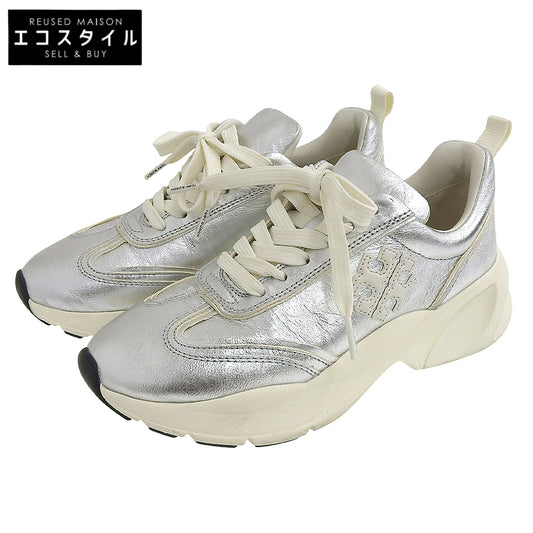 Tory Burch トリーバーチ 美品 グッドラックトレーナー スニーカー シューズ レディース シルバーメタリック 6M シューズ 6 M