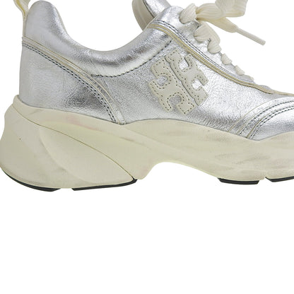 Tory Burch トリーバーチ 美品 グッドラックトレーナー スニーカー シューズ レディース シルバーメタリック 6M シューズ 6 M