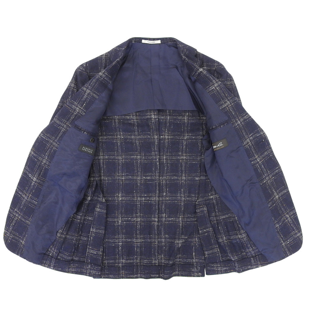 BARNEYS NEWYORK バーニーズニューヨーク 美品 MADISON Ferla アルパカ×ウール タータンチェック ジャケット メンズ ネイビー 44 ジャケット 44