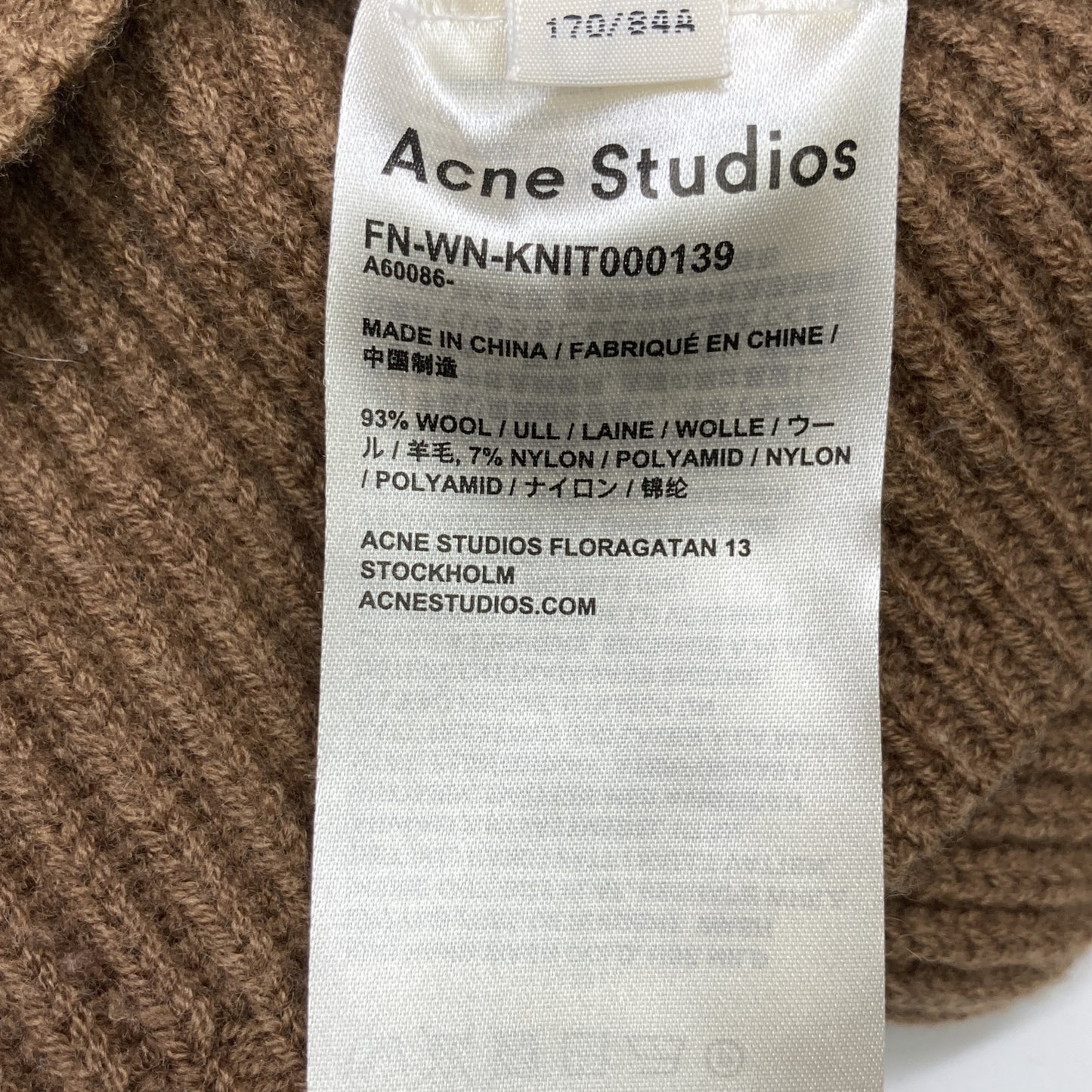 ACNE STUDIOS アクネ ストゥディオズ FN-WN-KNIT000139 ﾌﾞﾗｳﾝ ｳｰﾙ ﾐﾄﾞﾙｹﾞｰｼﾞﾆｯﾄB トップス S