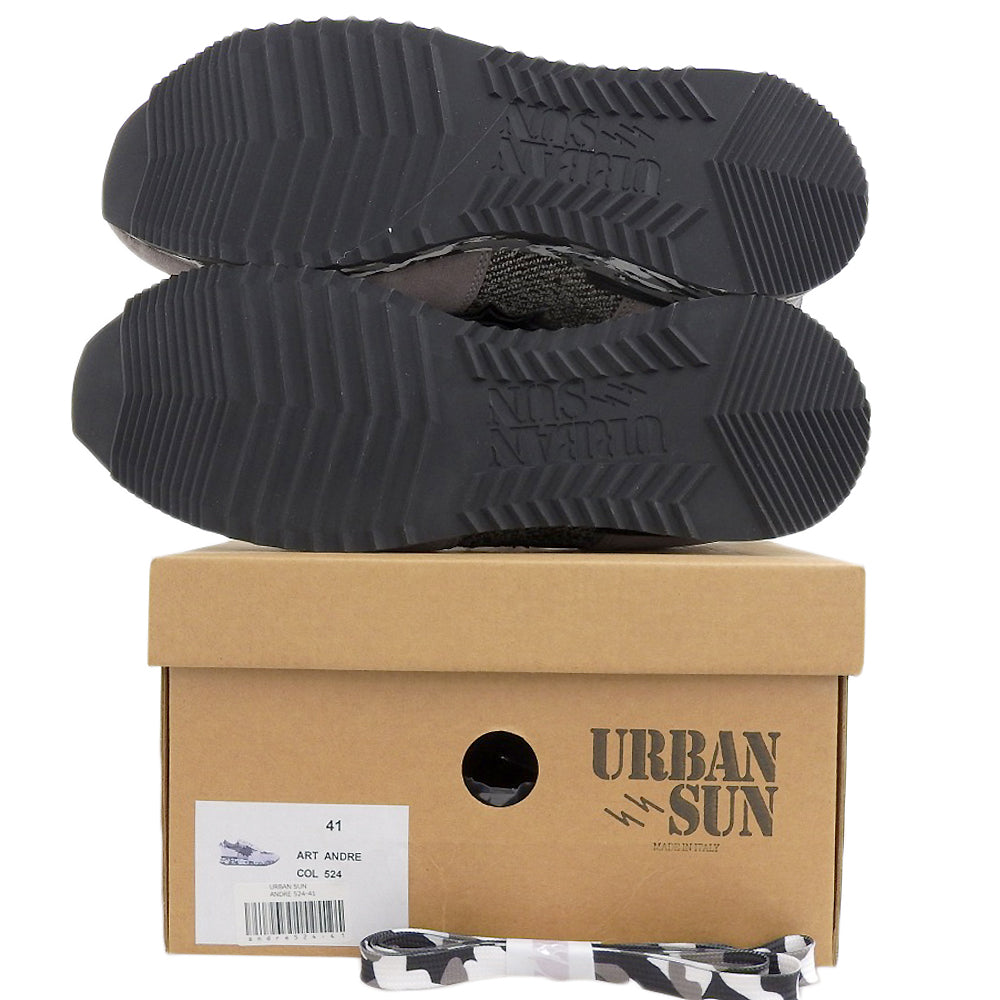 URBAN SUN アーバンサン 未使用 ANDRE ローカットスニーカー カモフラソール スエード シューズ メンズ ブラック×グレー 26.5cm シューズ 41