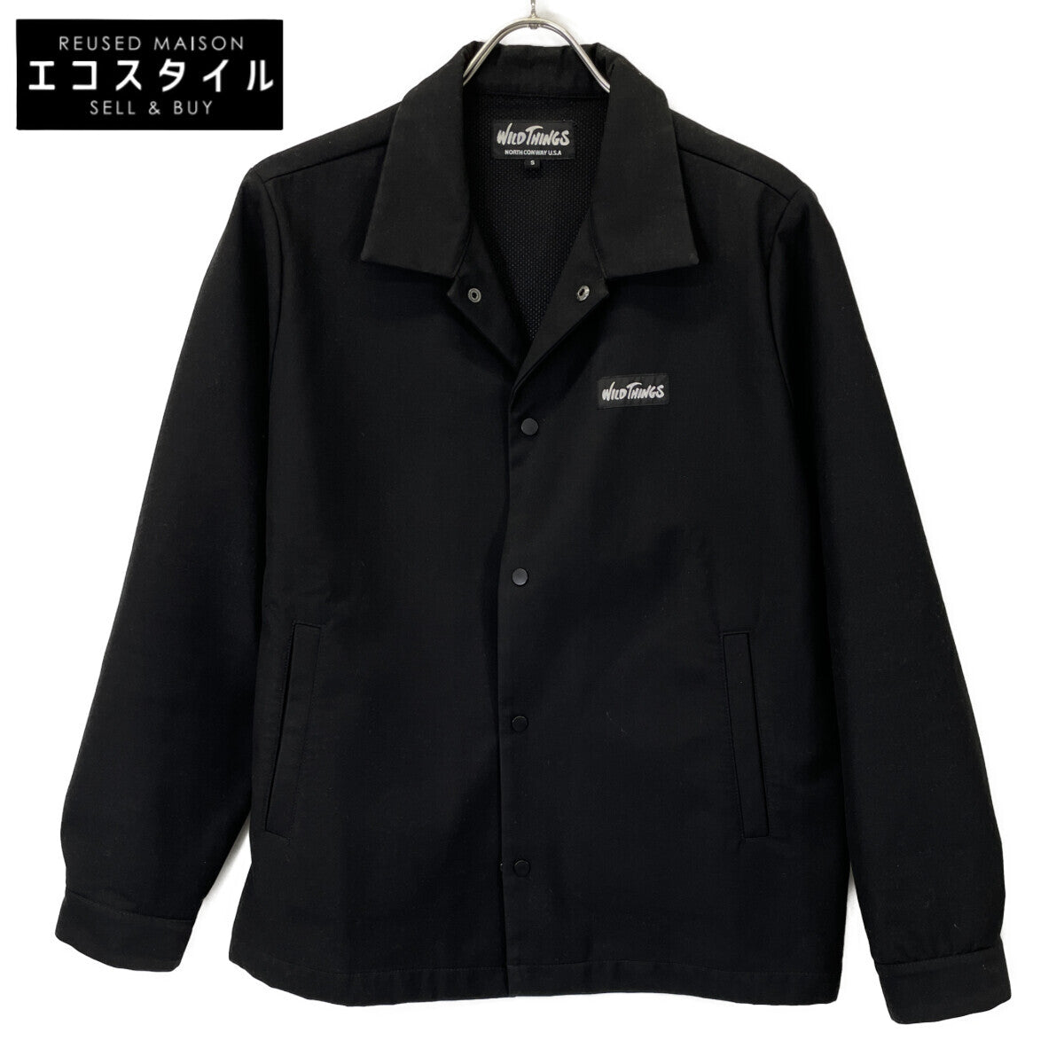 WILD THINGS ワイルドシングス ﾌﾞﾗｯｸ ﾎﾟﾘｴｽﾃﾙ ｺｰﾁｼﾞｬｹｯﾄ ジャケット S