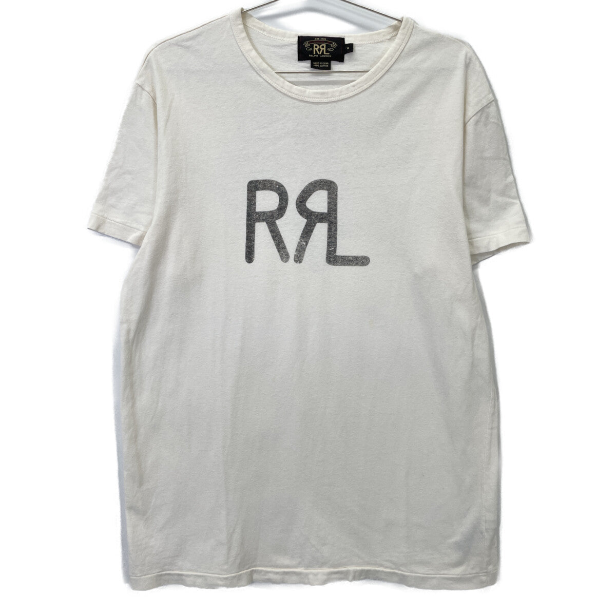 RRL ダブルアールエル ﾎﾜｲﾄ ﾛｺﾞ ﾌﾟﾘﾝﾄ Tｼｬﾂ トップス M