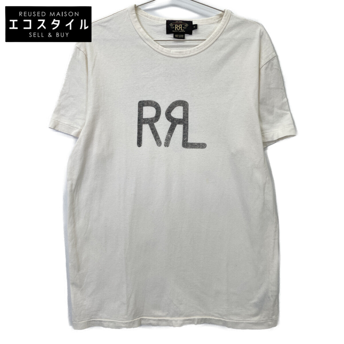 RRL ダブルアールエル ﾎﾜｲﾄ ﾛｺﾞ ﾌﾟﾘﾝﾄ Tｼｬﾂ トップス M