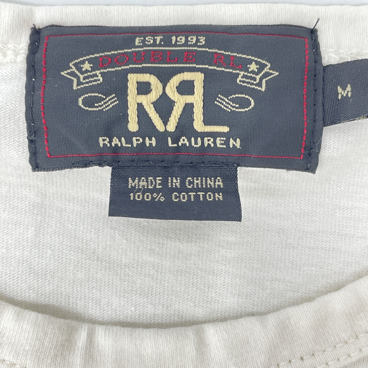 RRL ダブルアールエル ﾎﾜｲﾄ ﾛｺﾞ ﾌﾟﾘﾝﾄ Tｼｬﾂ トップス M