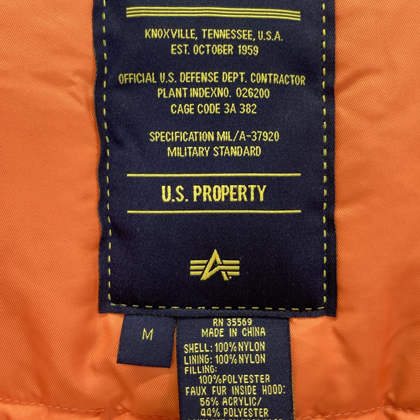 ALPHA INDUSTRIES アルファインダストリーズ ﾌﾞﾗｯｸ N-3B ﾌﾗｲﾄｼﾞｬｹｯﾄ コート M