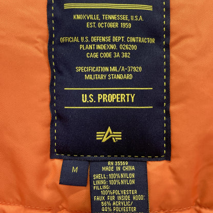 ALPHA INDUSTRIES アルファインダストリーズ ﾌﾞﾗｯｸ N-3B ﾌﾗｲﾄｼﾞｬｹｯﾄ コート M