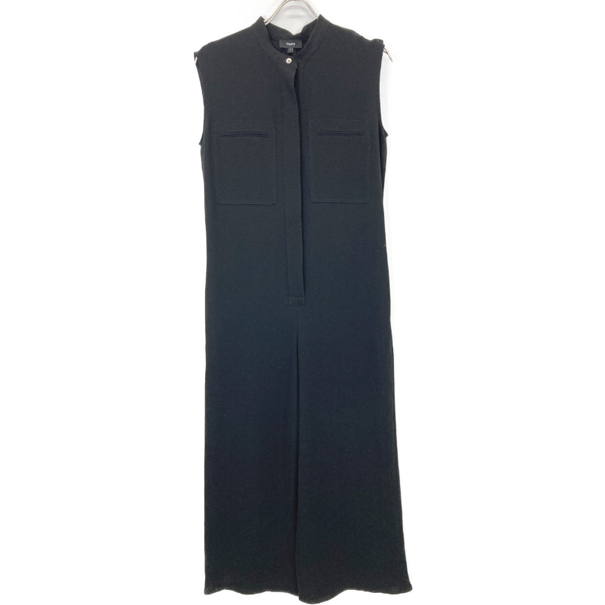 Theory セオリー 22年製 ﾌﾞﾗｯｸ LIGHT CREPE BELTED ｼﾞｬﾝﾌﾟｽｰﾂ オーバーオール オールインワン S