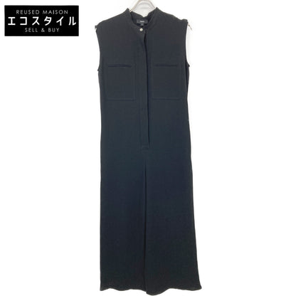 Theory セオリー 22年製 ﾌﾞﾗｯｸ LIGHT CREPE BELTED ｼﾞｬﾝﾌﾟｽｰﾂ オーバーオール オールインワン S