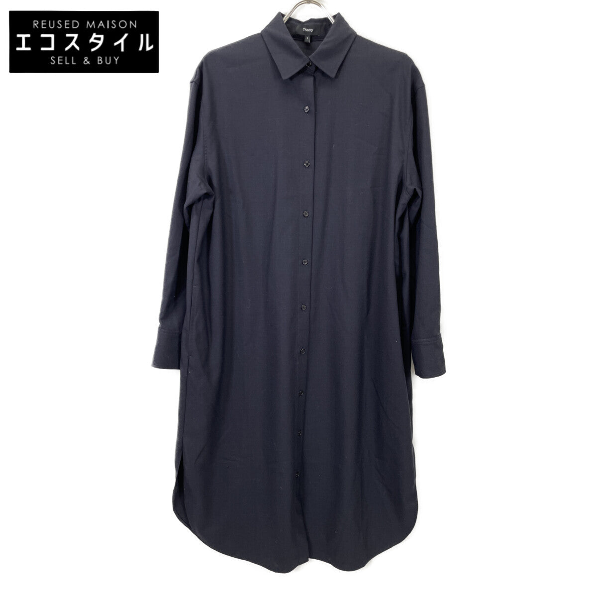 Theory セオリー 【美品/24年製】01-4305204-894-902 ウールフランネル ロング シャツ ワンピース S