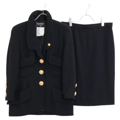 CHANEL シャネル ココマーク 金釦 シルク ジャケット スカート スーツ セットアップ 40