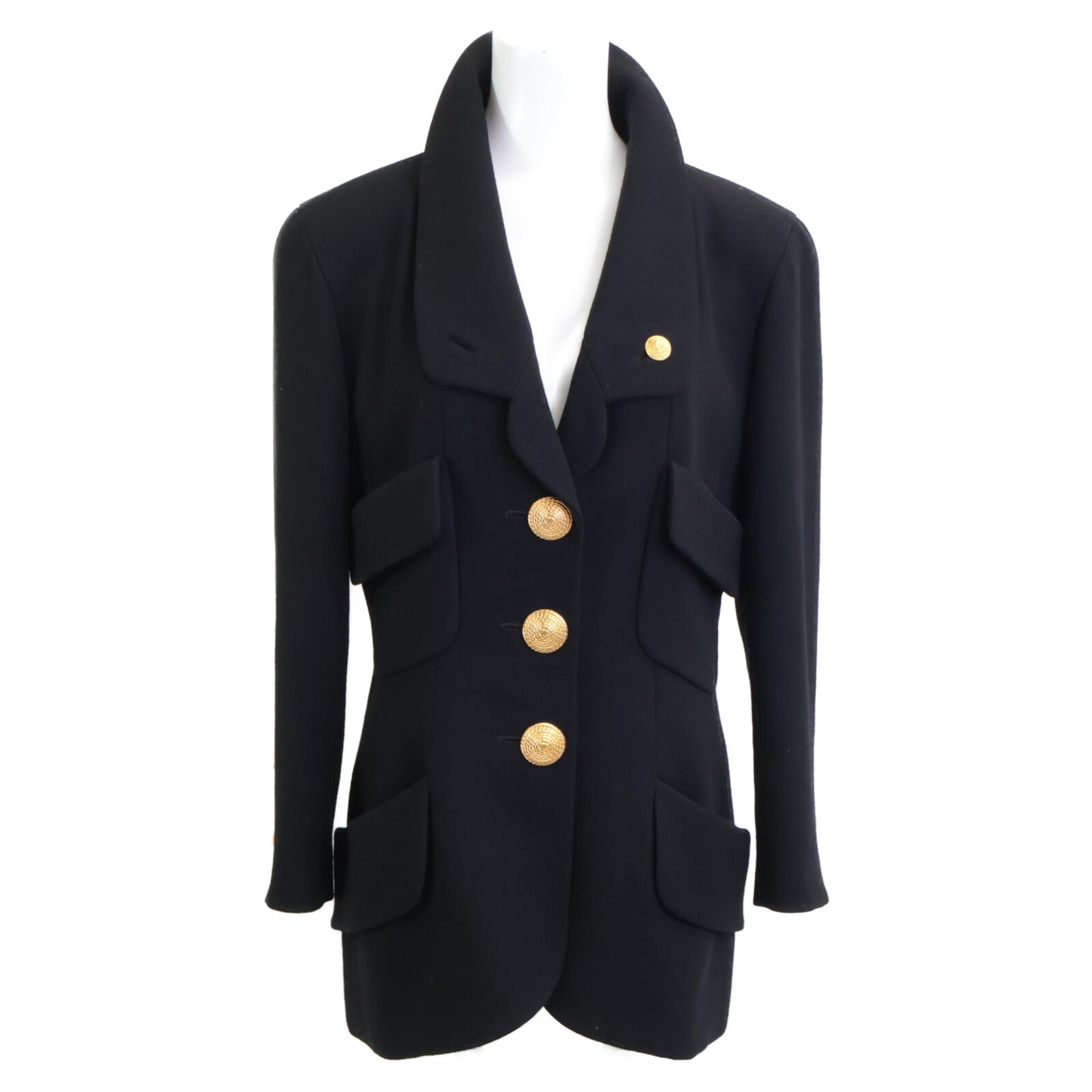 CHANEL シャネル ココマーク 金釦 シルク ジャケット スカート スーツ セットアップ 40