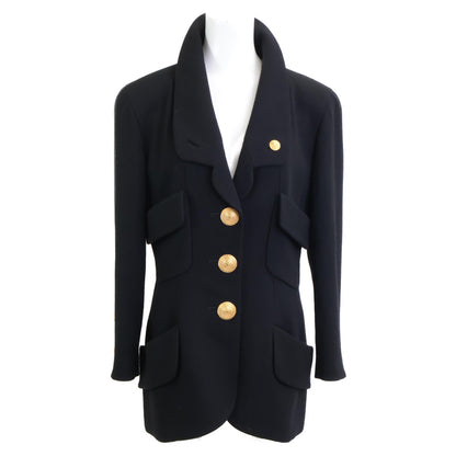 CHANEL シャネル ココマーク 金釦 シルク ジャケット スカート スーツ セットアップ 40