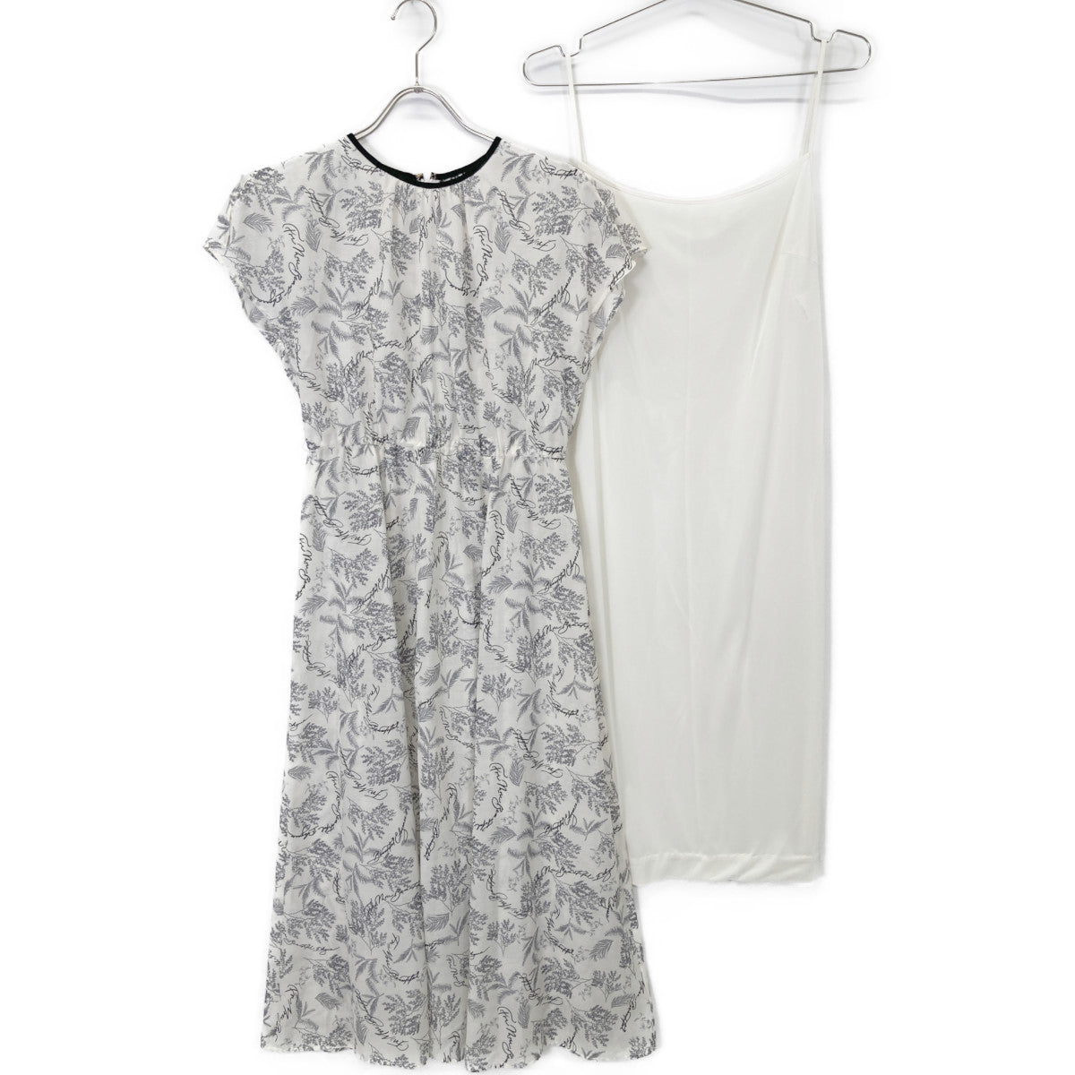 ANAYI アナイ 25年製 ﾎﾜｲﾄ ﾘｰﾌｶﾘｸﾞﾗﾌｨｰﾌﾟﾘﾝﾄ ﾍﾞﾙﾄ付き ﾜﾝﾋﾟｰｽ ワンピース 36