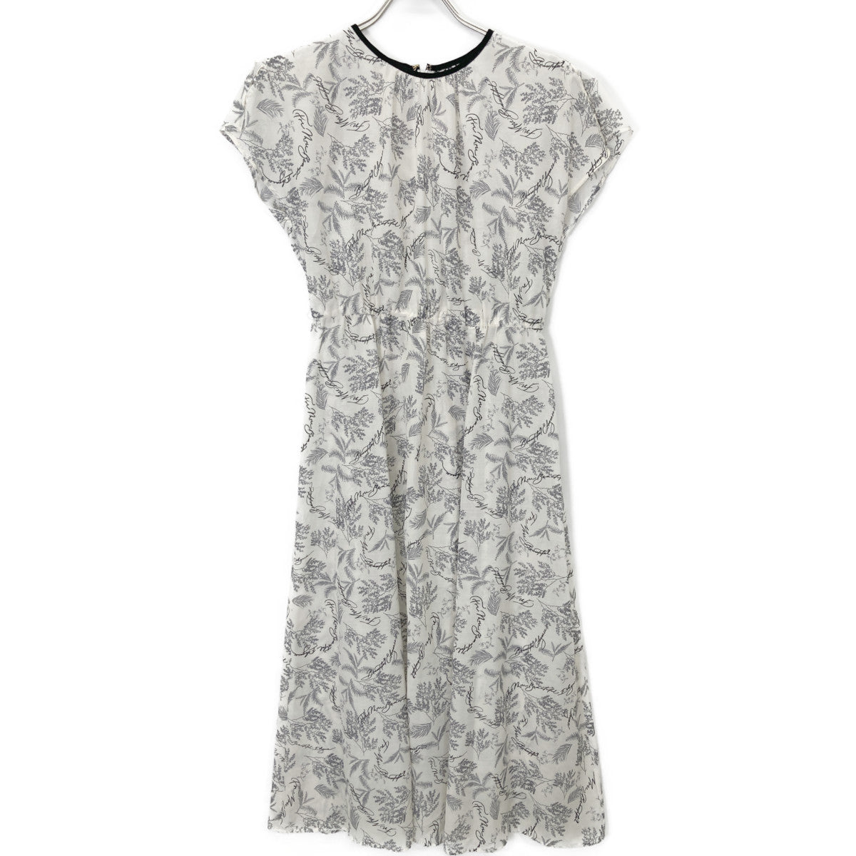 ANAYI アナイ 25年製 ﾎﾜｲﾄ ﾘｰﾌｶﾘｸﾞﾗﾌｨｰﾌﾟﾘﾝﾄ ﾍﾞﾙﾄ付き ﾜﾝﾋﾟｰｽ ワンピース 36