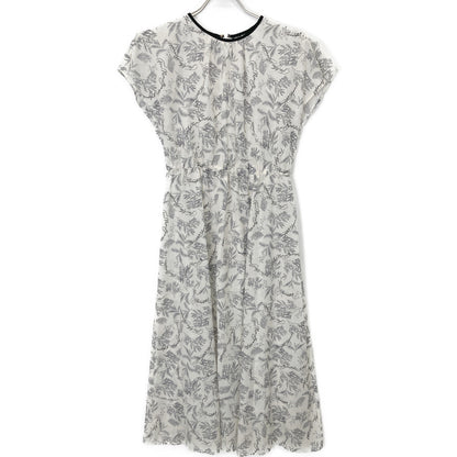 ANAYI アナイ 25年製 ﾎﾜｲﾄ ﾘｰﾌｶﾘｸﾞﾗﾌｨｰﾌﾟﾘﾝﾄ ﾍﾞﾙﾄ付き ﾜﾝﾋﾟｰｽ ワンピース 36