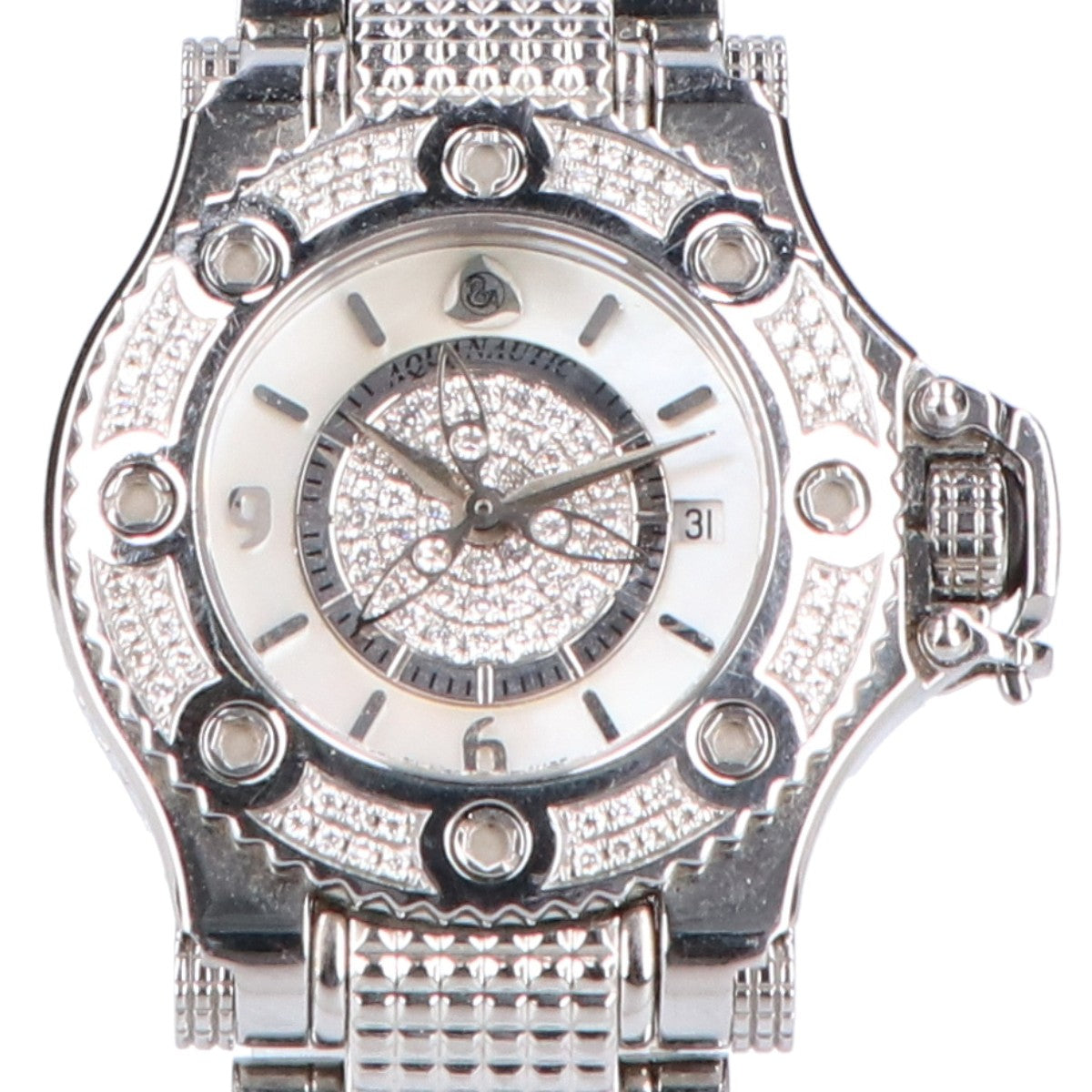 Aquanautic アクアノウティック ファーストクーダ デイト ダイヤベゼル ダイヤ シェル文字盤 クォーツ 腕時計