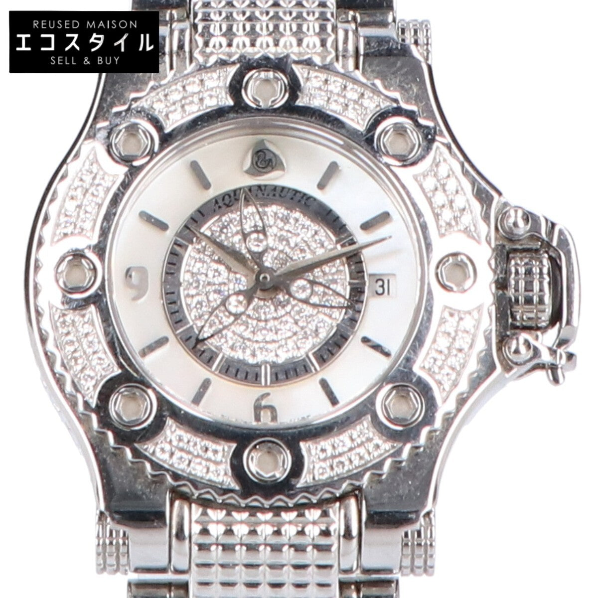 Aquanautic アクアノウティック ファーストクーダ デイト ダイヤベゼル ダイヤ シェル文字盤 クォーツ 腕時計