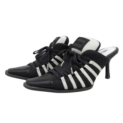 YELLO イエロ 美品 ライン入り スニーカーミュール レディース ブラック×ホワイト S シューズ S