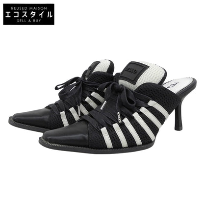 YELLO イエロ 美品 ライン入り スニーカーミュール レディース ブラック×ホワイト S シューズ S