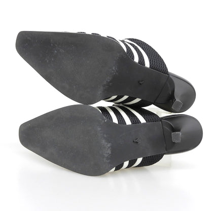 YELLO イエロ 美品 ライン入り スニーカーミュール レディース ブラック×ホワイト S シューズ S