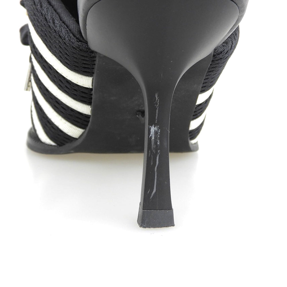 YELLO イエロ 美品 ライン入り スニーカーミュール レディース ブラック×ホワイト S シューズ S