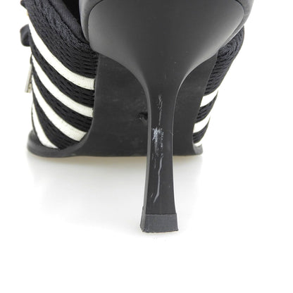 YELLO イエロ 美品 ライン入り スニーカーミュール レディース ブラック×ホワイト S シューズ S