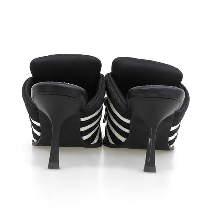 YELLO イエロ 美品 ライン入り スニーカーミュール レディース ブラック×ホワイト S シューズ S