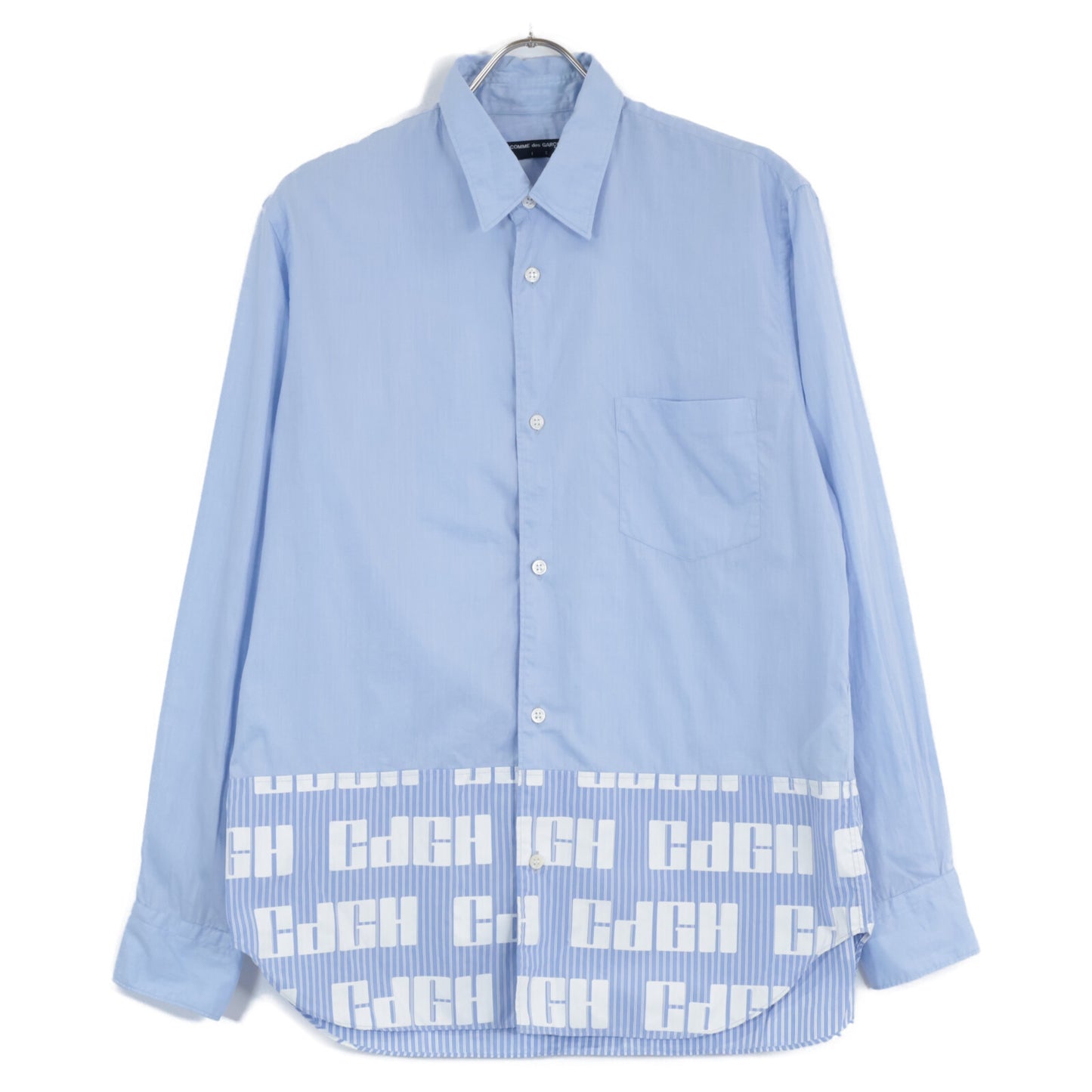COMMEdesGARCONS HOMME コムデギャルソンオム HF-B010 ストライプｘロゴ切替 長袖シャツ/ トップス S