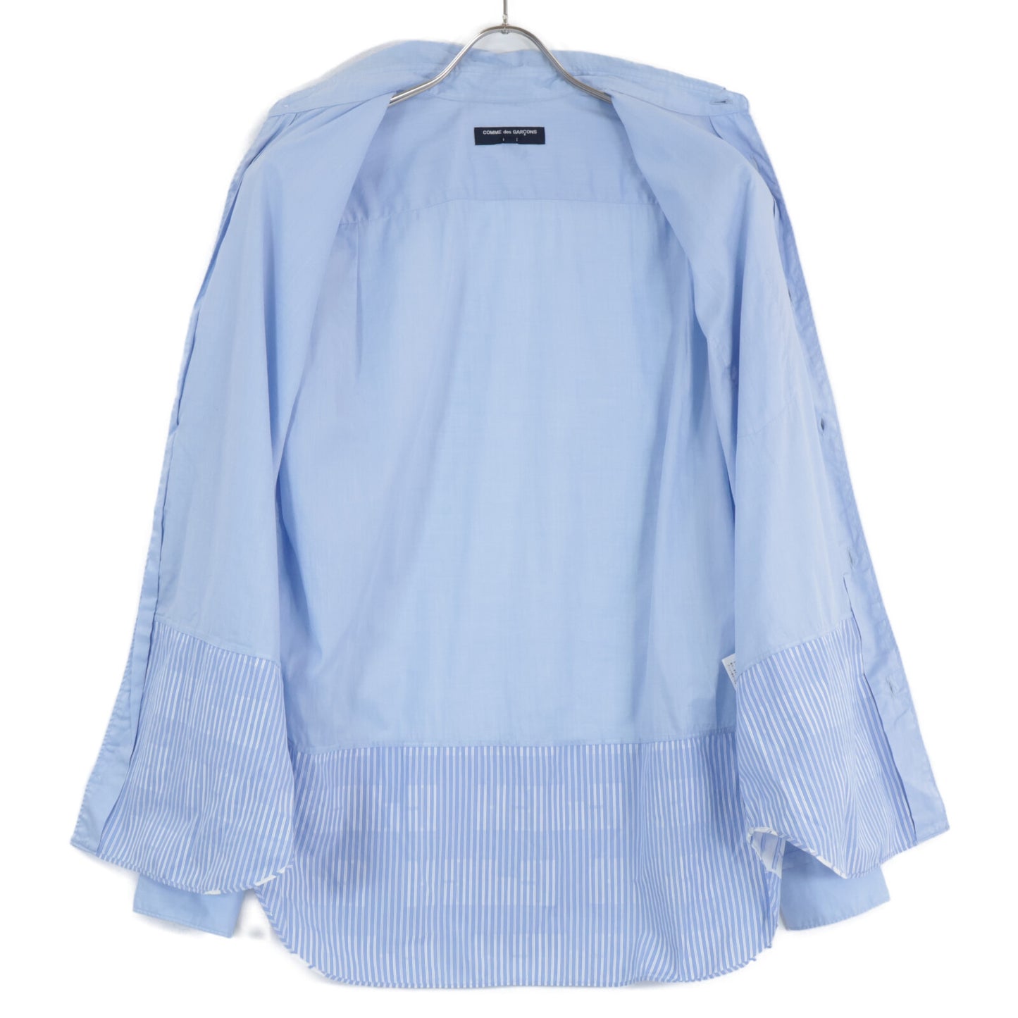 COMMEdesGARCONS HOMME コムデギャルソンオム HF-B010 ストライプｘロゴ切替 長袖シャツ/ トップス S