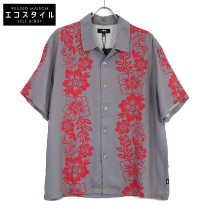STUSSY ステューシー 1110157 ｸﾞﾚｰ 花柄 開襟ｼｬﾂ トップス S