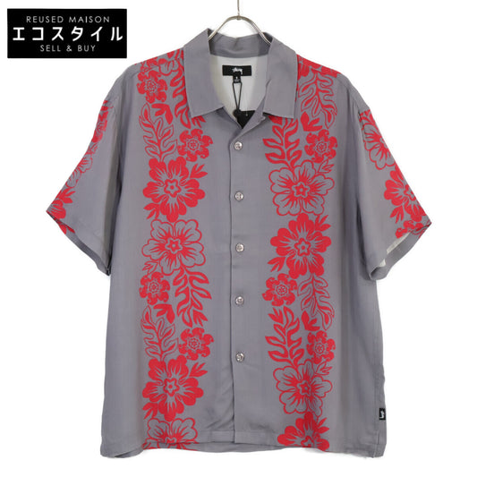 STUSSY ステューシー 1110157 ｸﾞﾚｰ 花柄 開襟ｼｬﾂ トップス S