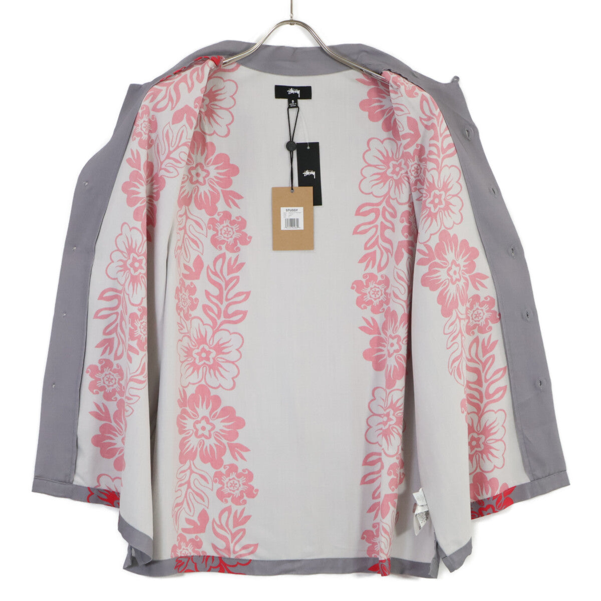 STUSSY ステューシー 1110157 ｸﾞﾚｰ 花柄 開襟ｼｬﾂ トップス S