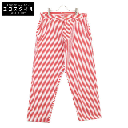 COMME des GARCONS SHIRT コムデギャルソンシャツ FG-P009 ﾚｯﾄﾞ×ﾎﾜｲﾄ ｺｯﾄﾝ ｽﾄﾗｲﾌﾟ ﾊﾟﾝﾂ ボトムス XS