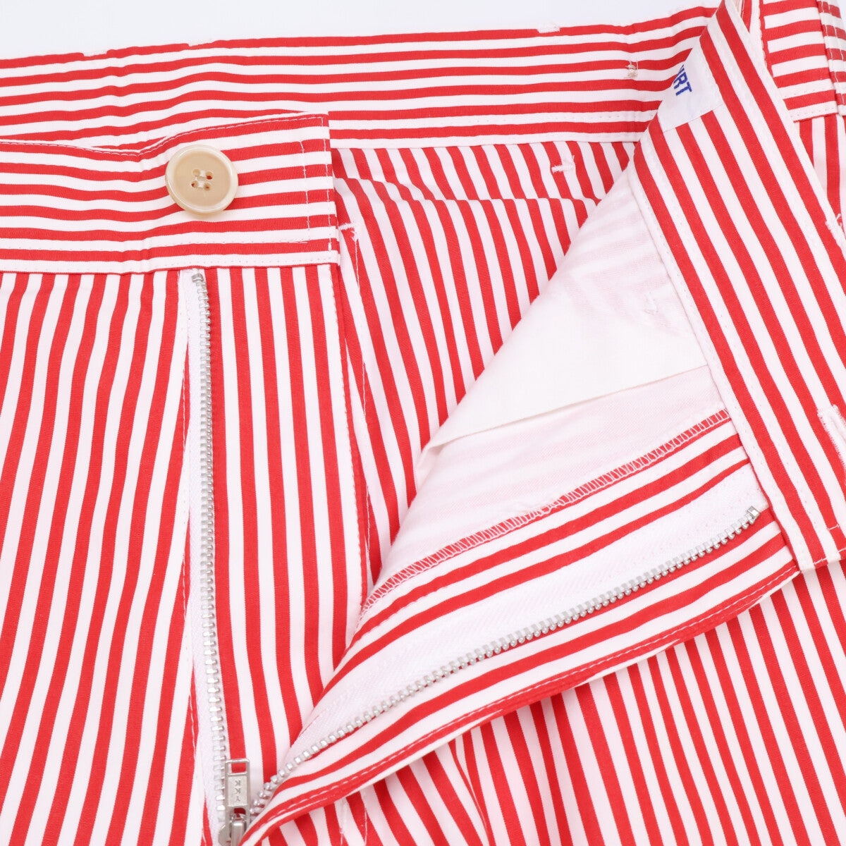 COMME des GARCONS SHIRT コムデギャルソンシャツ FG-P009 ﾚｯﾄﾞ×ﾎﾜｲﾄ ｺｯﾄﾝ ｽﾄﾗｲﾌﾟ ﾊﾟﾝﾂ ボトムス XS