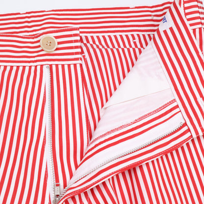 COMME des GARCONS SHIRT コムデギャルソンシャツ FG-P009 ﾚｯﾄﾞ×ﾎﾜｲﾄ ｺｯﾄﾝ ｽﾄﾗｲﾌﾟ ﾊﾟﾝﾂ ボトムス XS