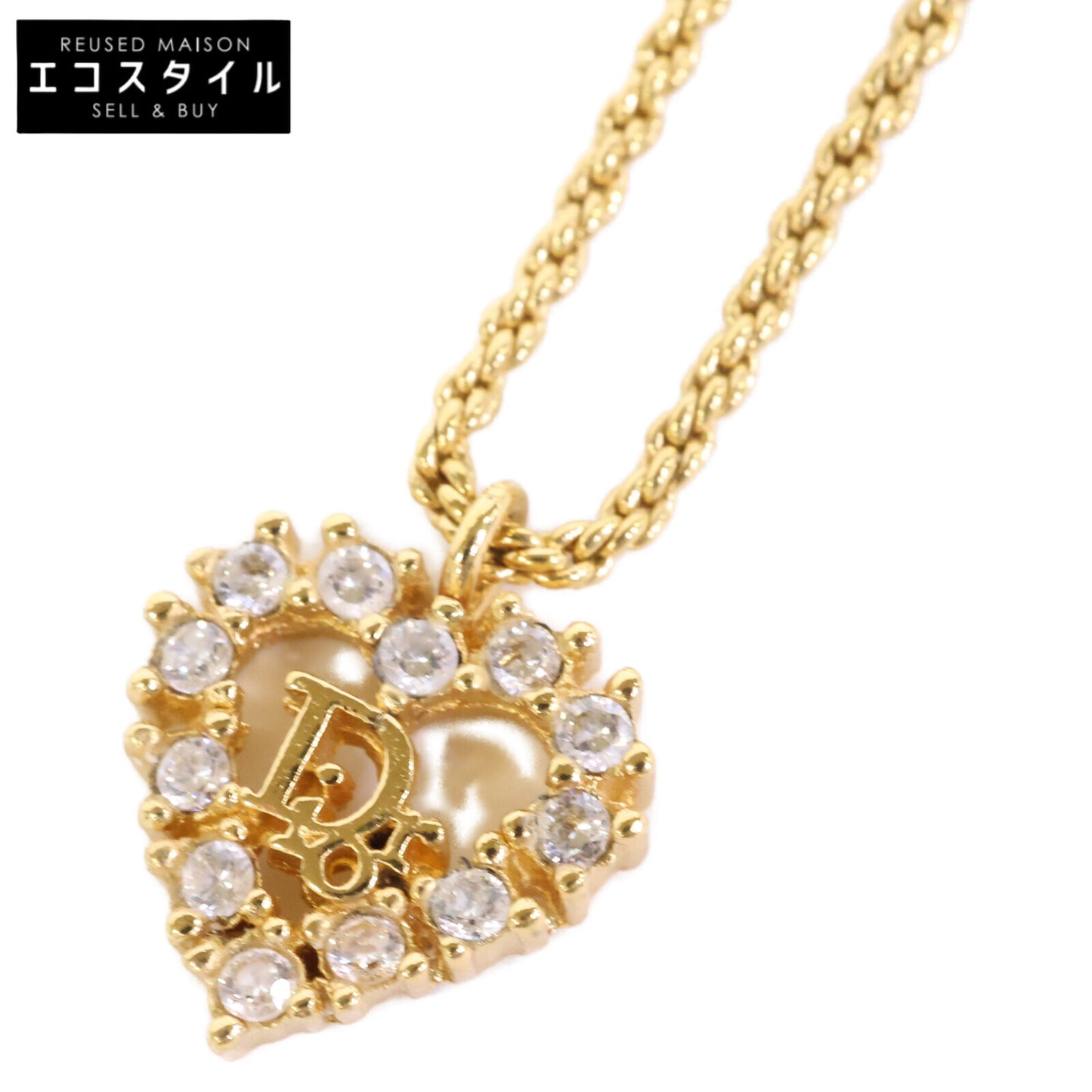 DIOR ディオール CDロゴ ハート ラインストーン ロープチェーン ネックレス
