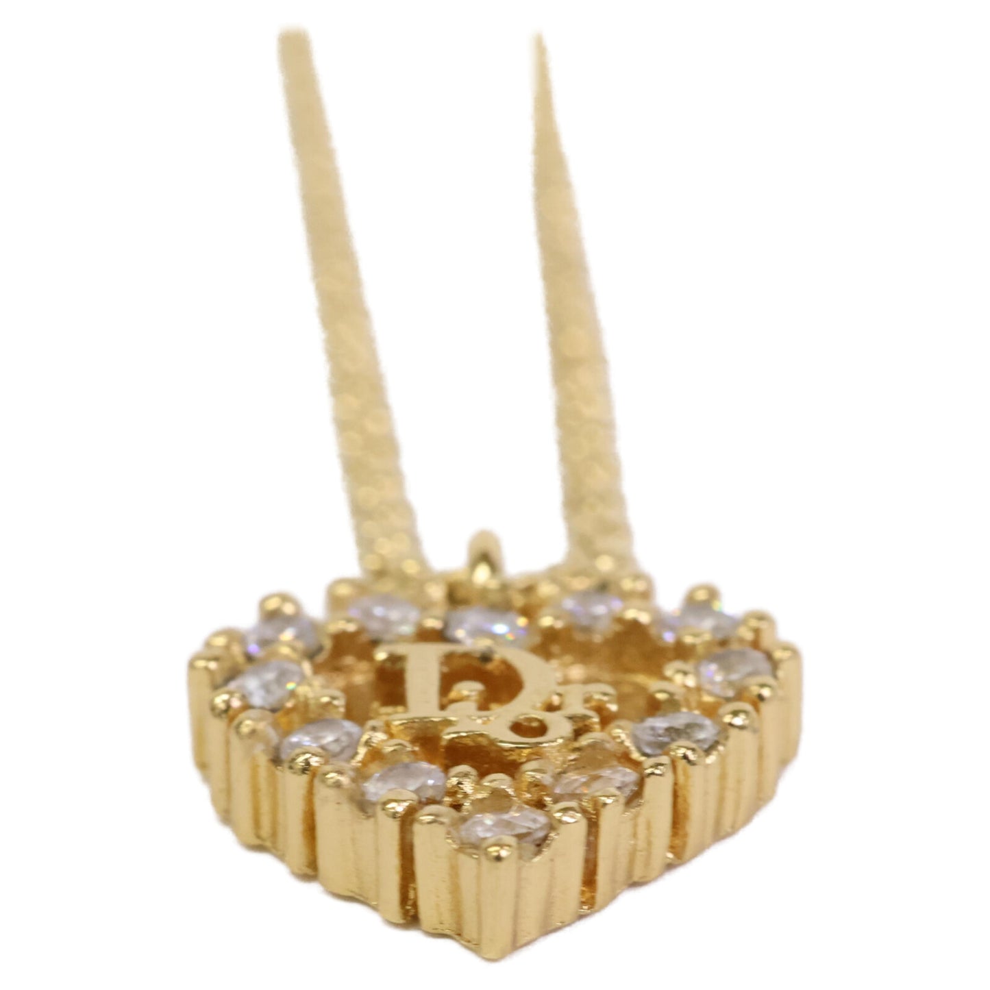 DIOR ディオール CDロゴ ハート ラインストーン ロープチェーン ネックレス