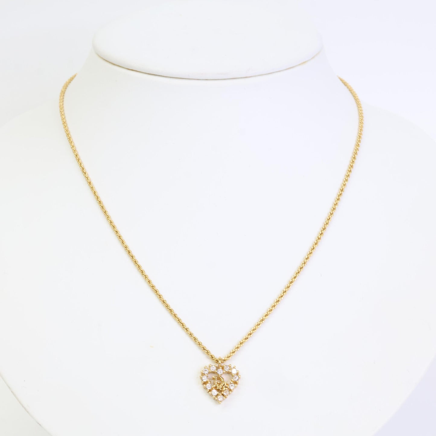 DIOR ディオール CDロゴ ハート ラインストーン ロープチェーン ネックレス