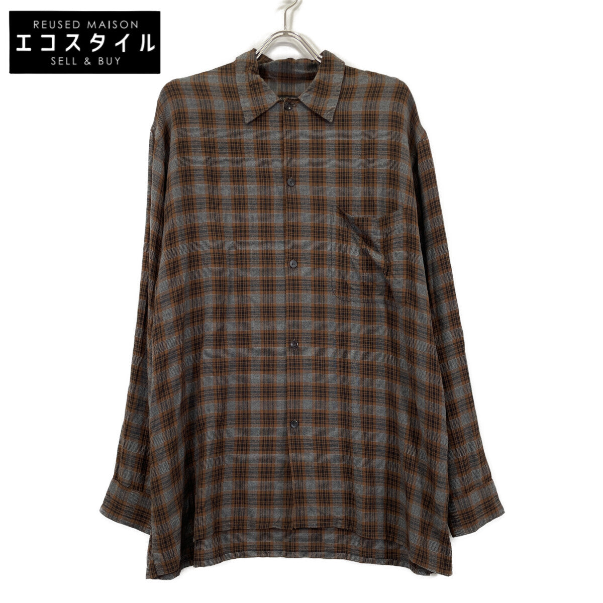 COMOLI コモリ P01-01013 ﾌﾞﾗｳﾝﾁｪｯｸ ﾚｰﾖﾝ ｵｰﾌﾟﾝｶﾗｰｼｬﾂ トップス 2