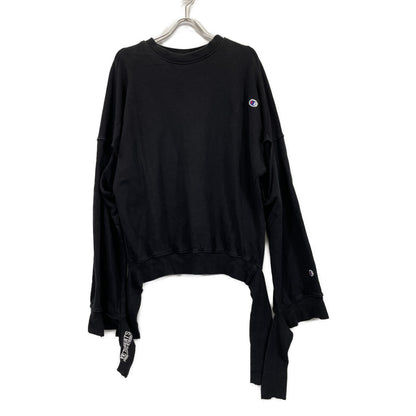 VETEMENTS ヴェトモン 【×Champion】ﾌﾞﾗｯｸ CUTOUT NECKLINE SWEAT SHIRT トップス S