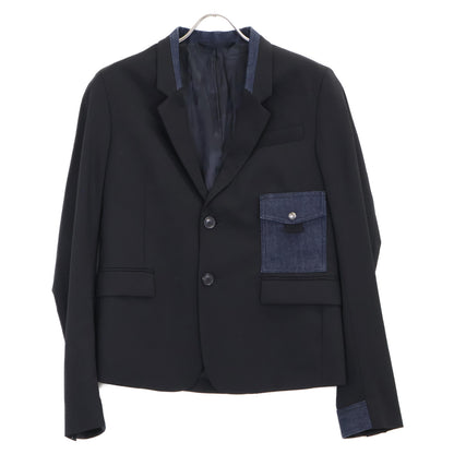 DIESEL BlackGold ディーゼルブラックゴールド ﾌﾞﾗｯｸ ﾃﾞﾆﾑ切り替え ﾃｰﾗｰﾄﾞｼﾞｬｹｯﾄ ジャケット 46