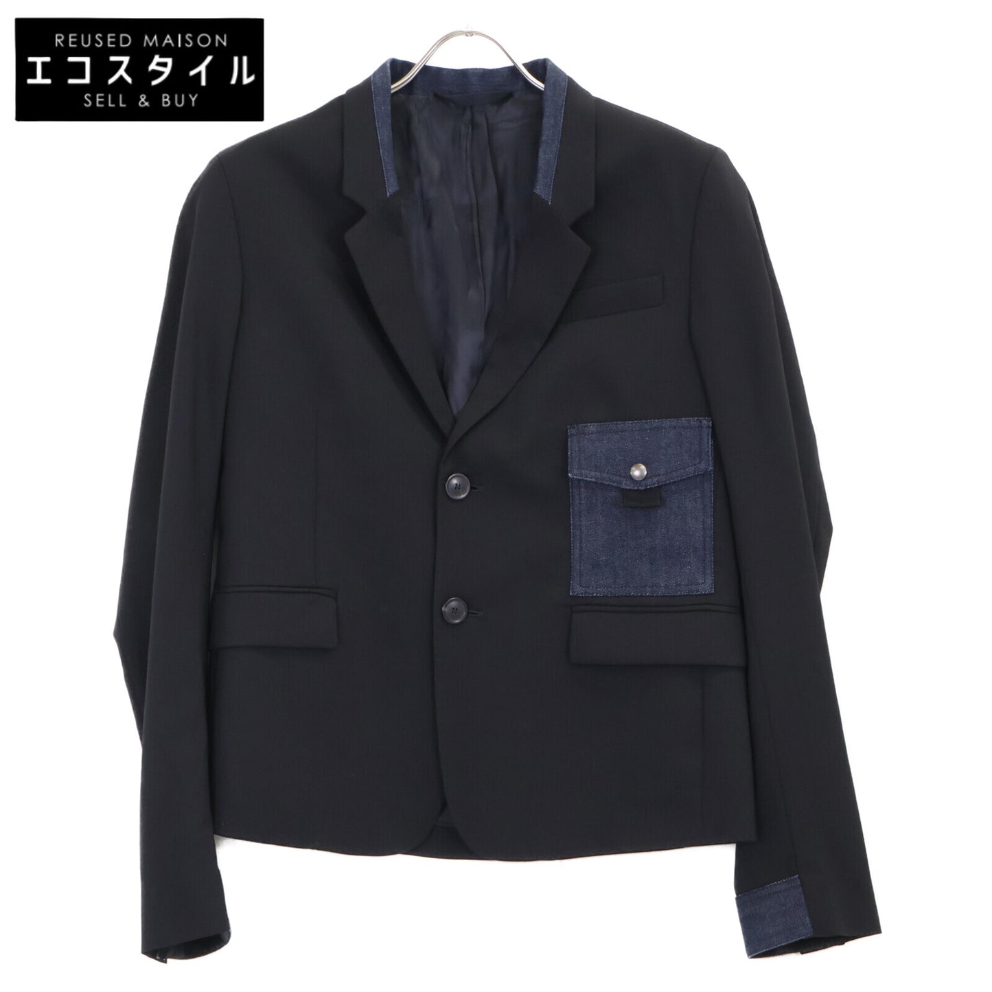 DIESEL BlackGold ディーゼルブラックゴールド ﾌﾞﾗｯｸ ﾃﾞﾆﾑ切り替え ﾃｰﾗｰﾄﾞｼﾞｬｹｯﾄ ジャケット 46