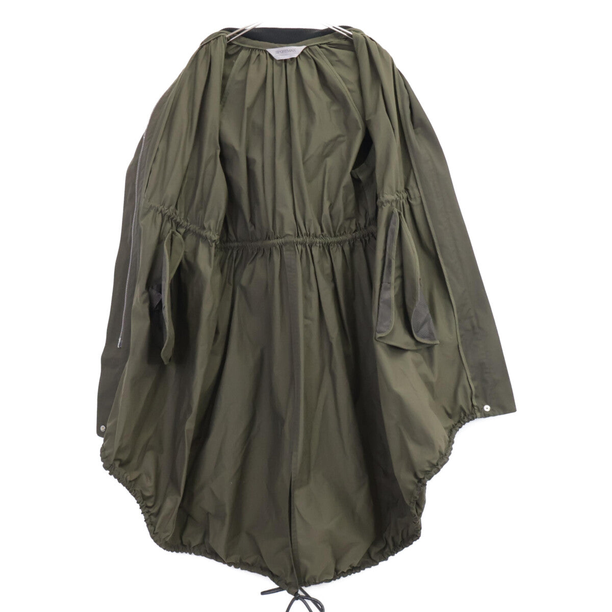 SPORTMAX スポーツマックス 201608790 ｶｰｷ ｺｯﾄﾝ混 ﾄﾞﾛｽﾄ ﾌｰﾄﾞ付き ﾓｯｽﾞｺｰﾄ コート 38