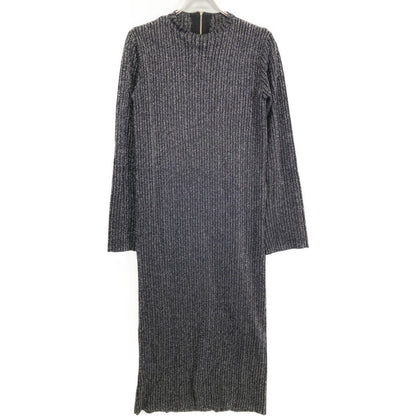 AMERI アメリ 【×MIREI KIRITANI】ﾌﾞﾗｯｸ ｽﾊﾟﾝｺｰﾙ ﾗｯﾌﾙ ﾆｯﾄﾄﾞﾚｽ ワンピース Ｓ