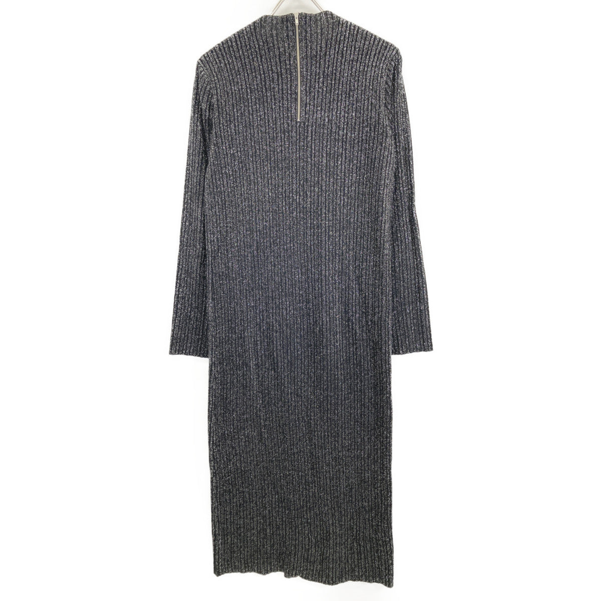 AMERI アメリ 【×MIREI KIRITANI】ﾌﾞﾗｯｸ ｽﾊﾟﾝｺｰﾙ ﾗｯﾌﾙ ﾆｯﾄﾄﾞﾚｽ ワンピース Ｓ